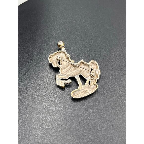 Gorham Sterling Silver Merry-Go-Round Carousel Horse Brooch with Gold Accents - Picture 8 of 8